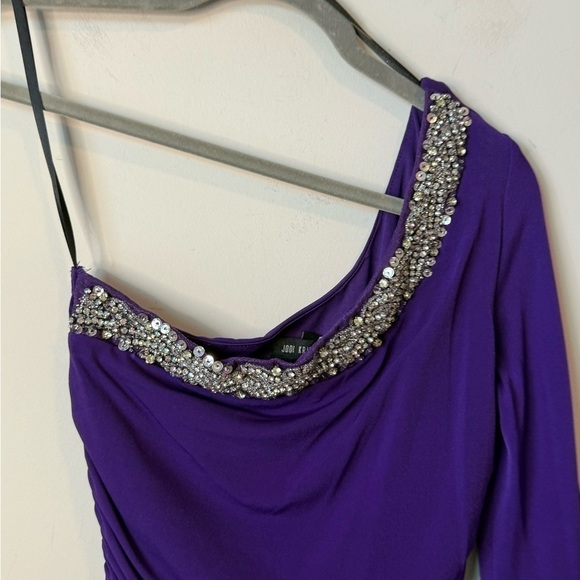 Jodi Kristopher purple  formal cocktail one shoulder mini dress size 5 - Picture 3 of 7